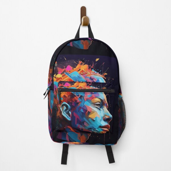 Item preview, Abstract Human Head Profile with Vibrant Colors and Geometric Shapes in Cosmic Digital Art designed and sold by PTDigitalDesign.