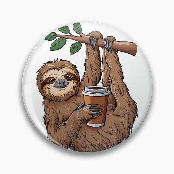 Item preview, Sloth Just Hangin' Out Enjoying a Coffee , funny sloth with coffee designed and sold by venavar.