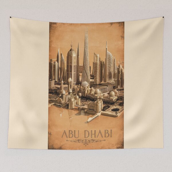 Item preview, Abu Dhabi UAE - Vintage Arabian City Poster designed and sold by Emaga Digital Studio.