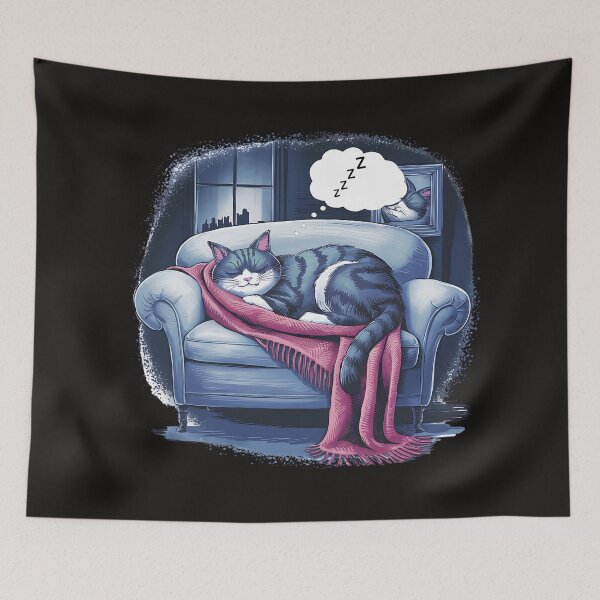 Item preview, ZZZZ CAT : Cozy Dreams Feline Illustration designed and sold by elynne9.