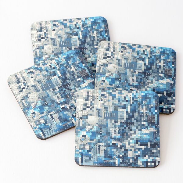 Item preview, Abstract blue pixel pattern designed and sold by Haji  Kamora.