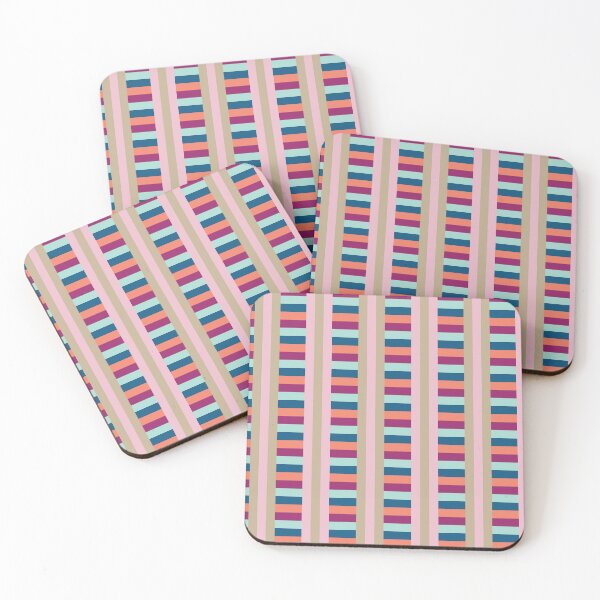 Item preview, Multicoloured Abstract Plaid Pattern in Pink, Beige, Dark Blue, Orange, Berry and Mint Green designed and sold by scome.