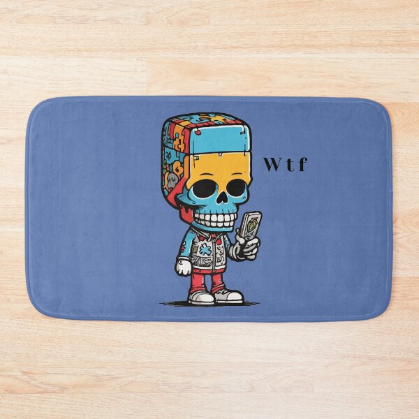 Item preview, Skull checking phone, wtf - skeleton cartoon character cartoon, funny designed and sold by ChuckleCharmz.