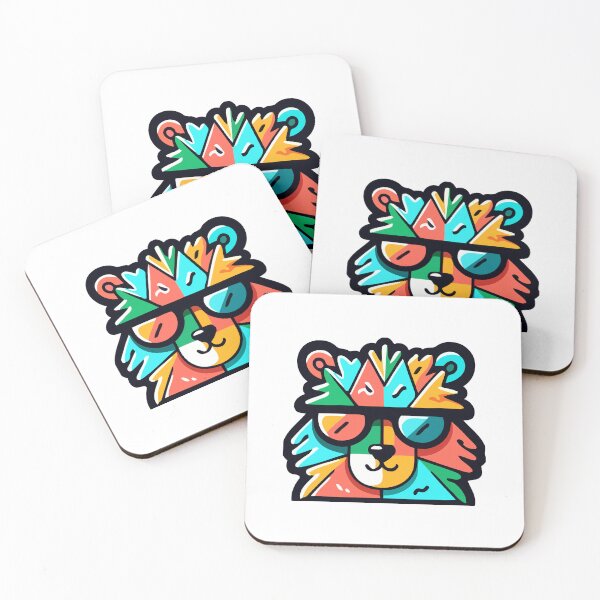 Item preview, Colorful Geometric Bear with Sunglasses designed and sold by Akioos.