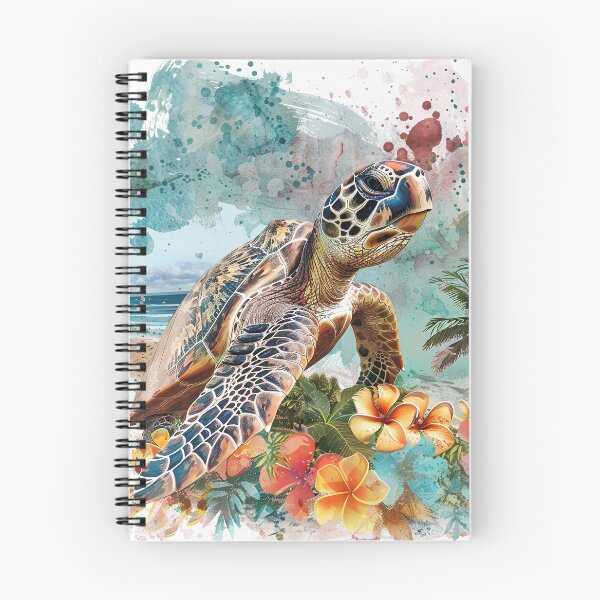 Item preview, Tropical  sea turtle on beach with flowers designed and sold by Inktown.