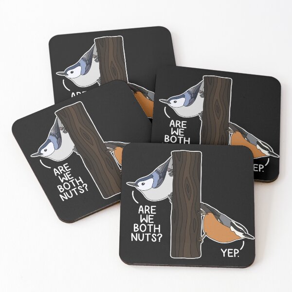Item preview, (Version for DARK COLORED Items) ARE WE BOTH NUTS? (White/Red-Breasted Nuthatches) designed and sold by chicorycreative.