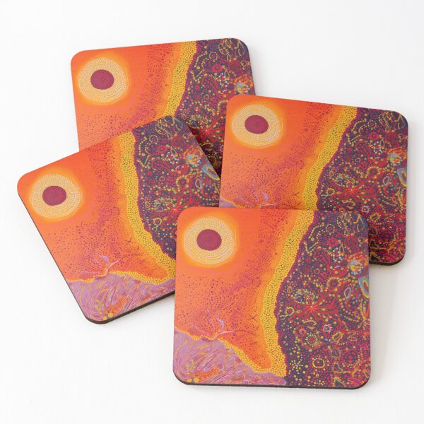 Item preview, Vibrant Australian Aboriginal Artwork, Indigenous Australian Art, Aboriginal Dot Painting, Red, Orange, Yellow, Purple, Pink designed and sold by IuliiaArtPrints.