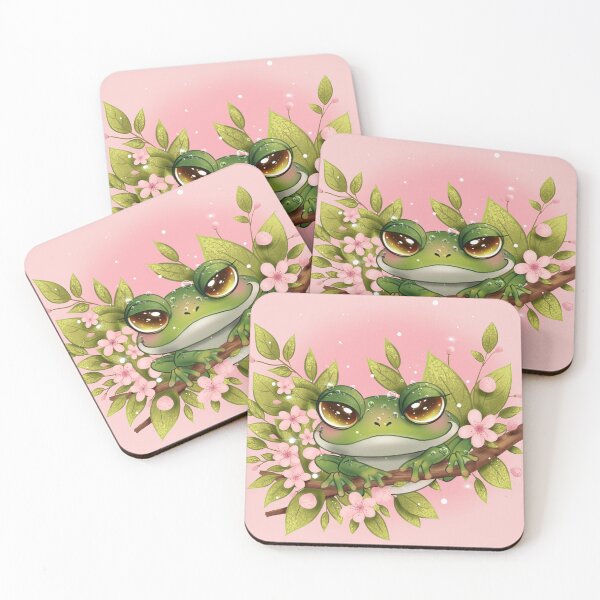 Item preview, Cute frog on cherry blossoms designed and sold by Nixlein.