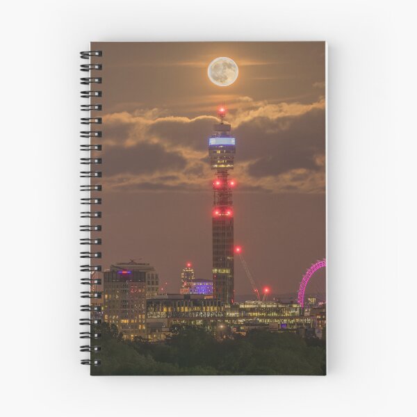 Item preview, Full moon rising over London City Night Skyline - Landscape Orientation designed and sold by henrytangphotos.