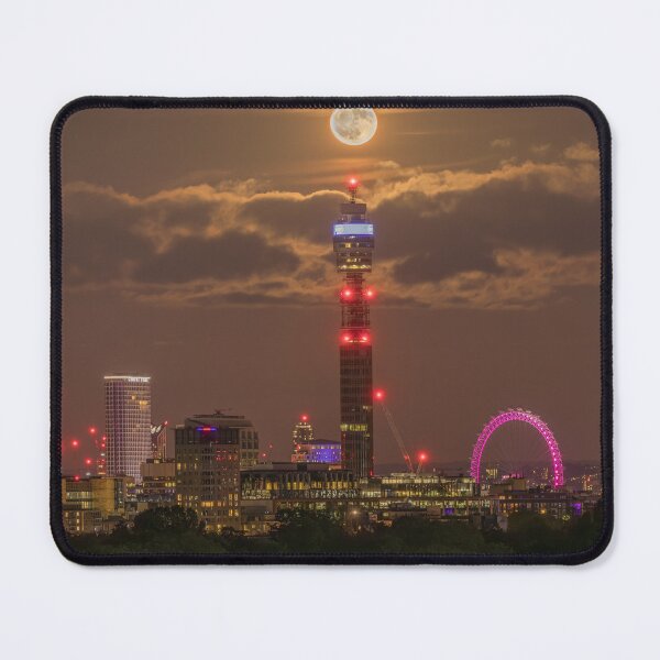 Item preview, Full moon rising over London City Night Skyline - Landscape Orientation designed and sold by henrytangphotos.