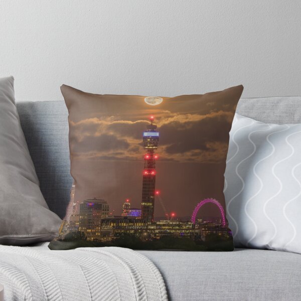 Item preview, Full moon rising over London City Night Skyline - Landscape Orientation designed and sold by henrytangphotos.