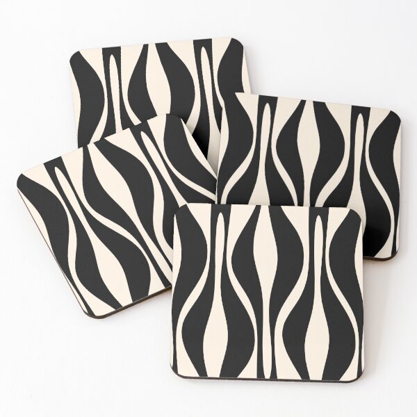 Item preview, Mid Century Modern Abstract Lounge Pattern in Black and Almond Cream designed and sold by kierkegaard.