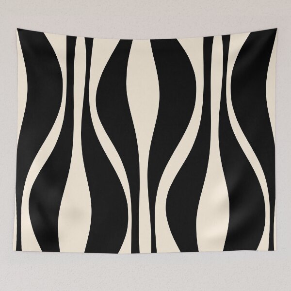 Item preview, Mid Century Modern Abstract Lounge Pattern in Black and Almond Cream designed and sold by kierkegaard.