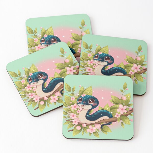 Item preview, Cute snake in cherry blossoms designed and sold by Nixlein.