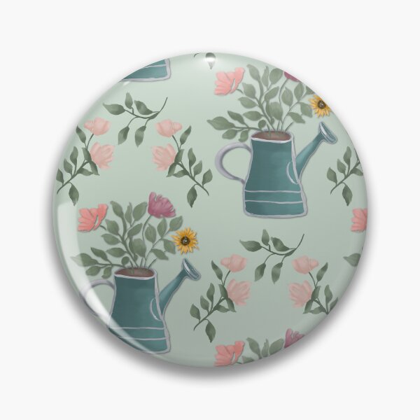 Item preview, Watering Can with lovely wildflowers and leaf branches designed and sold by JasmineGDesigns.