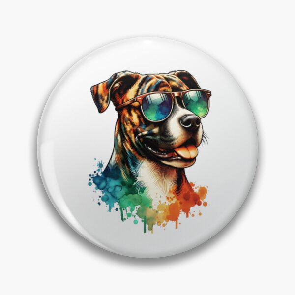 Item preview, Watercolor Treeing Tennessee Brindle Dog Wearing Sunglasses designed and sold by TheAnimalZ00.