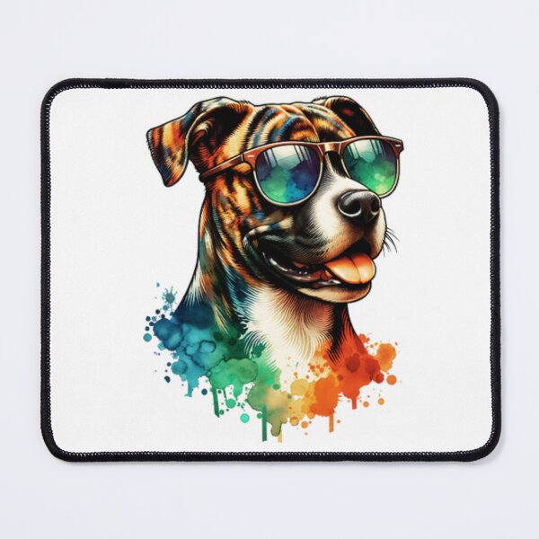 Item preview, Watercolor Treeing Tennessee Brindle Dog Wearing Sunglasses designed and sold by TheAnimalZ00.