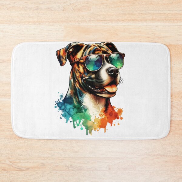 Item preview, Watercolor Treeing Tennessee Brindle Dog Wearing Sunglasses designed and sold by TheAnimalZ00.