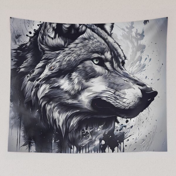 Item preview, Wolf in black and white designed and sold by PixelCraftDSG.