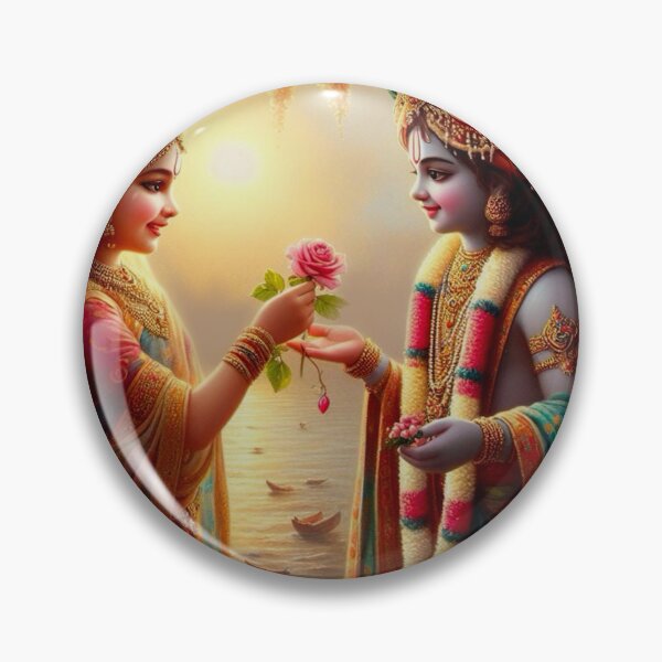 Item preview, Radha and Krishna With Flower designed and sold by AngeliqueArt.