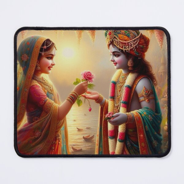 Item preview, Radha and Krishna With Flower designed and sold by AngeliqueArt.