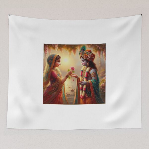 Item preview, Radha and Krishna With Flower designed and sold by AngeliqueArt.