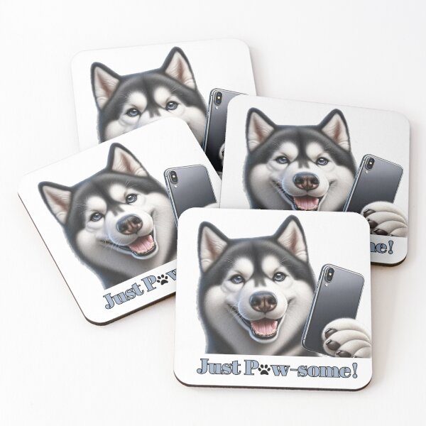 Item preview, Selfie-Loving Husky with Smartphone - Just Pawsome! designed and sold by ddproducts.
