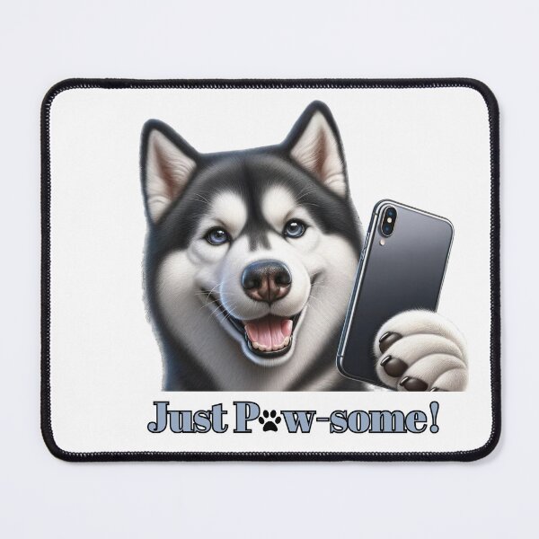 Item preview, Selfie-Loving Husky with Smartphone - Just Pawsome! designed and sold by ddproducts.