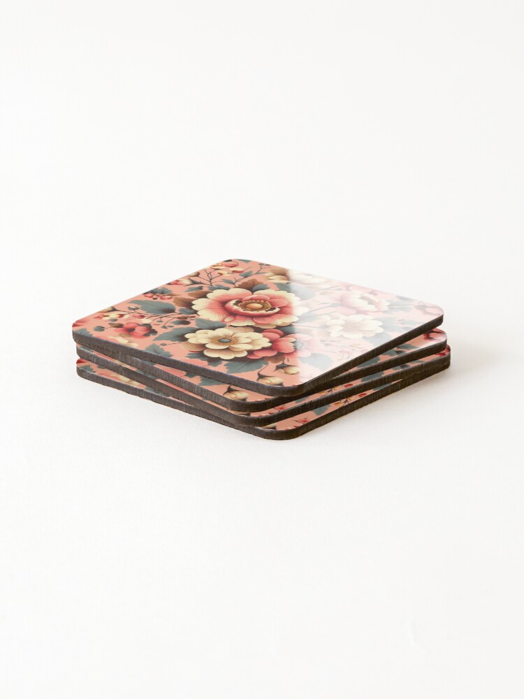 Thumbnail 4 of 5, Coasters (Set of 4), Colorful Flowers Pattern designed and sold by GraphicsClub.