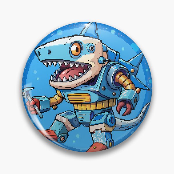 Item preview, Shark Robot Pixel Art: Classic 8-Bit Design designed and sold by Watchara Aekcheen.