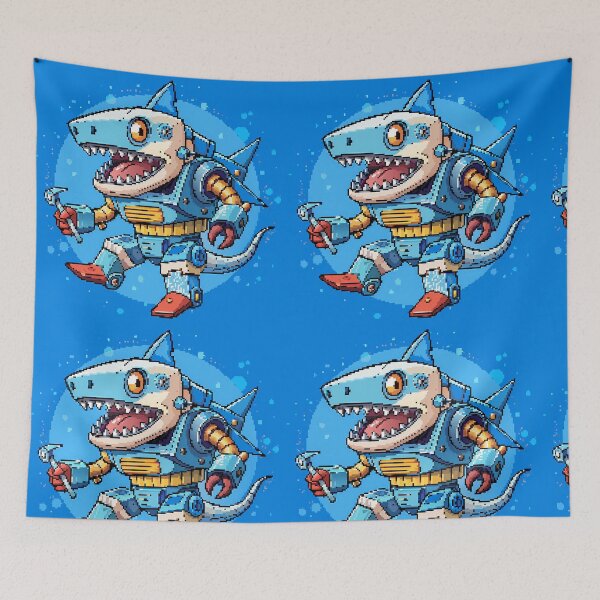 Item preview, Shark Robot Pixel Art: Classic 8-Bit Design designed and sold by Watchara Aekcheen.