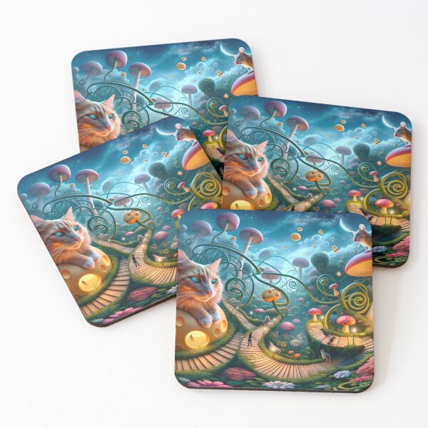 Item preview, "Whimsical Harmony: A Dreamscape of Cats and Mice" designed and sold by MindVibe.