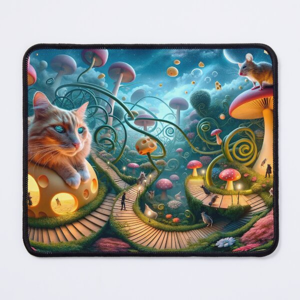 Item preview, "Whimsical Harmony: A Dreamscape of Cats and Mice" designed and sold by MindVibe.