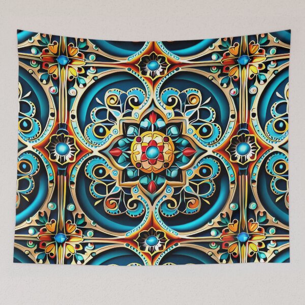 Item preview, Royal Folk Floral Tapestry Enchanted Carousel Castle Pattern designed and sold by Zeporas Castle.