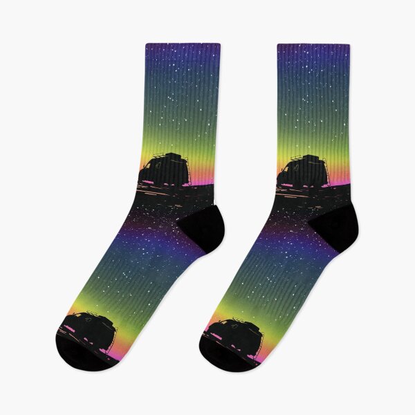 Item preview, Campers monochrome silhouette neon sky Active Outdoors Inspired Art designed and sold by CDC40.