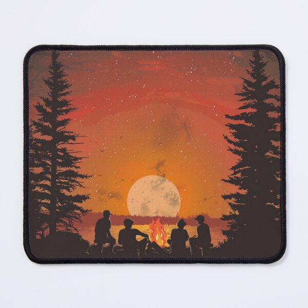 Item preview, Campers sunset gradient backdrop around campfire Active Outdoors Inspired Art designed and sold by CDC40.