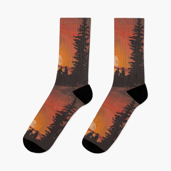 Item preview, Campers sunset gradient backdrop around campfire Active Outdoors Inspired Art designed and sold by CDC40.