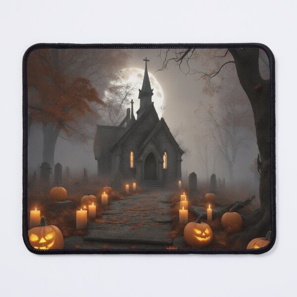 Item preview, Haunted Church & Graveyard Full Moon Halloween Scene designed and sold by EnchantedVista.