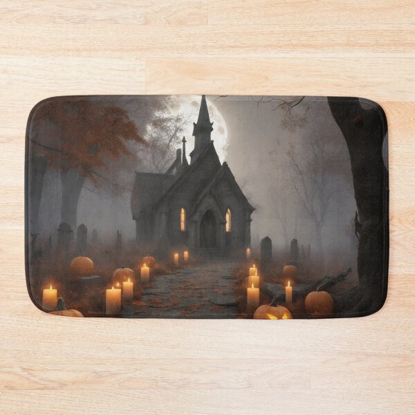 Item preview, Haunted Church & Graveyard Full Moon Halloween Scene designed and sold by EnchantedVista.