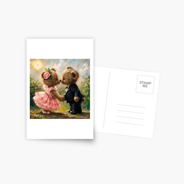 Item preview, the kiss of an adorable teddy bear couple designed and sold by AdornAtelier.