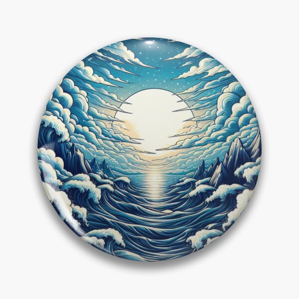 Item preview, Almighty Ocean with sun and blue waves  designed and sold by bouslama_shop  ⭐️⭐️⭐️⭐️⭐️.