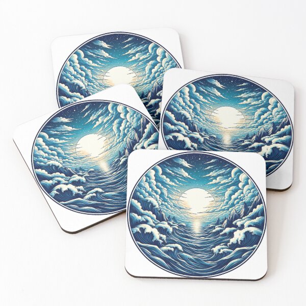 Item preview, Almighty Ocean with sun and blue waves  designed and sold by bouslama_shop  ⭐️⭐️⭐️⭐️⭐️.