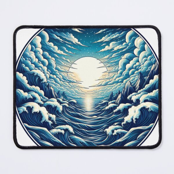 Item preview, Almighty Ocean with sun and blue waves  designed and sold by bouslama_shop  ⭐️⭐️⭐️⭐️⭐️.