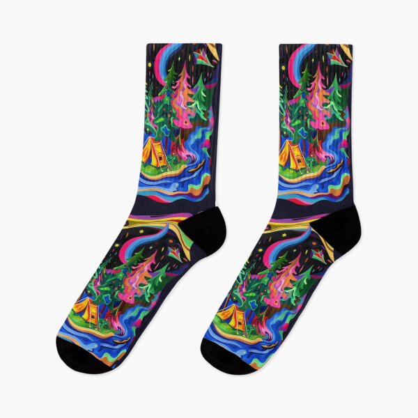 Item preview, Campers psychedelic camping scene Active Outdoors Inspired Art designed and sold by CDC40.