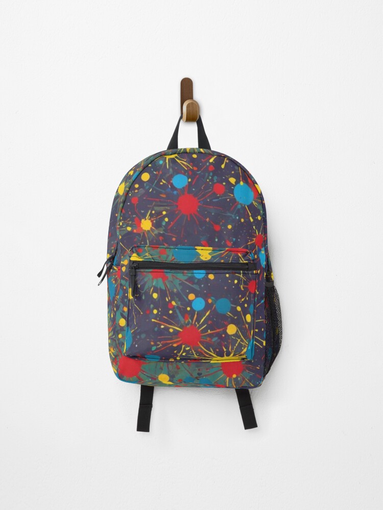 Thumbnail 1 of 3, Backpack, Abstract Colorful Paint Ball Splatter Pattern designed and sold by calibrit.