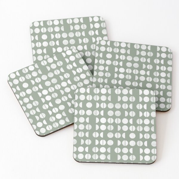 Item preview, Cool Sage and White Textured Circles - Modern Minimalist Circular Geometric Moon Phase Grid designed and sold by GenAumonier.