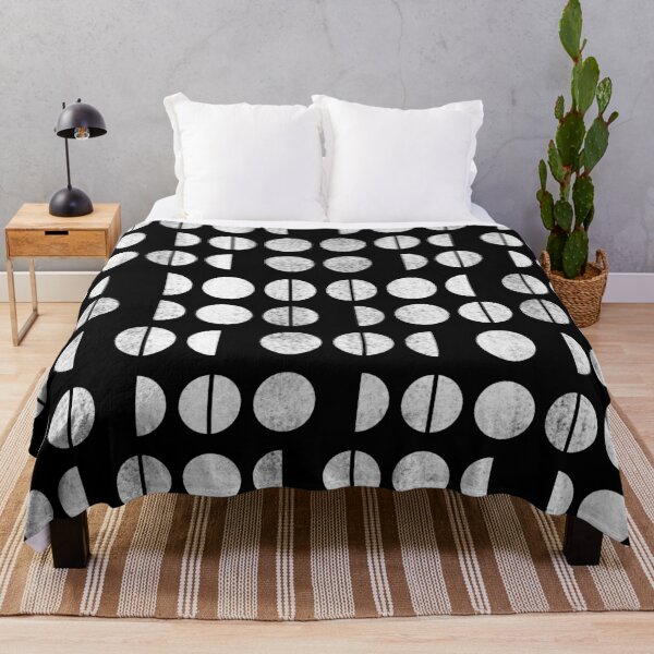 Item preview, Black and White Textured Circles - Modern Minimalist Circular Geometric Moon Phase Grid designed and sold by GenAumonier.