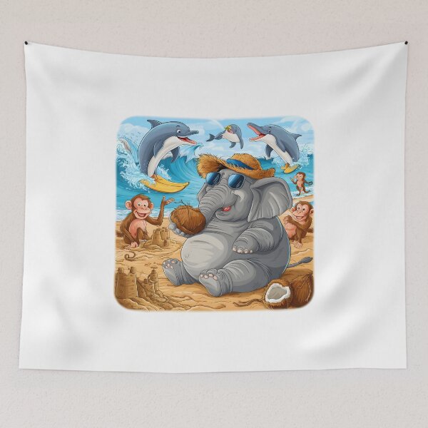 Item preview, King elephant in summer beach  designed and sold by Abuhosam.