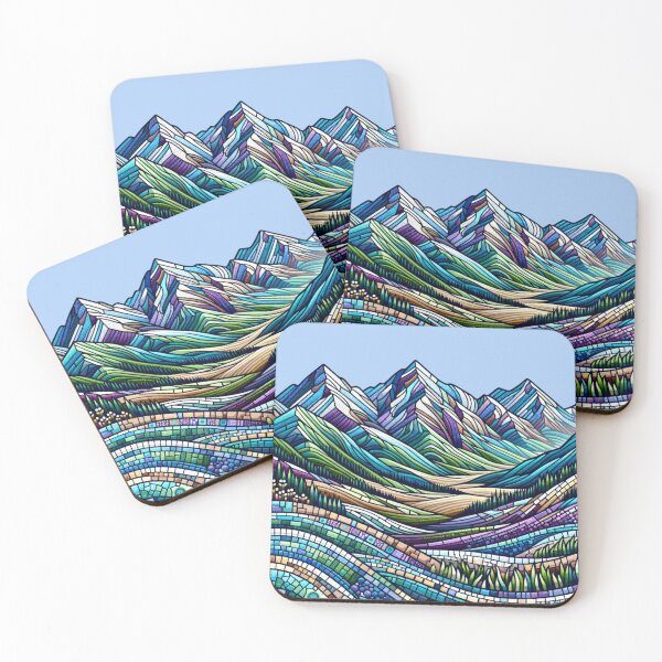 Item preview, Colorful Mosaic Colorado Mountain Range - Modern Nature Art designed and sold by Studio70Nine.