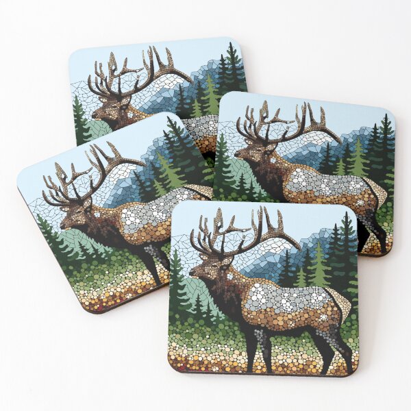 Item preview, Majestic Elk Mosaic Art - Nature-Inspired Wildlife Decor designed and sold by Studio70Nine.